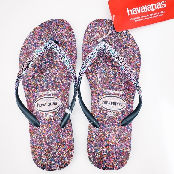 Havaianas Slim Carnival Flip Flops Sandals Glitter
